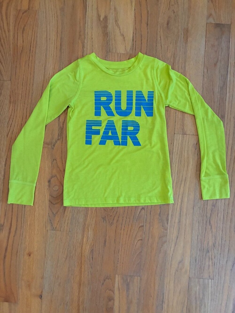 Kidpik Girls Neon RUN FAR Long Sleeve Active Top Size 12